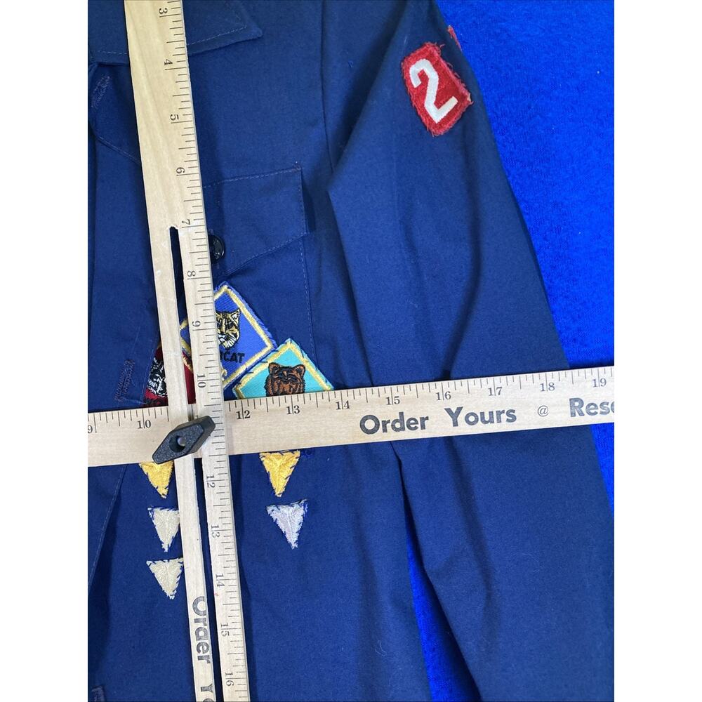 Vintage BSA Boy Scouts of America Cub Scout Uniform Shirt Blue Size 12 Patches - Picture 10 of 15